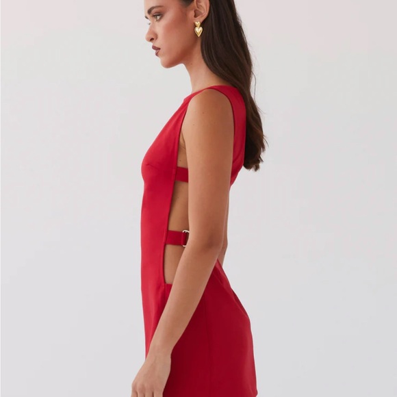 Peppermayo Dresses & Skirts - Peppermayo Cherish You Buckle Mini Dress - Red NEVER WORN